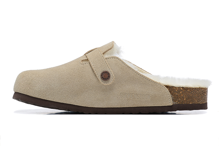 Birkenstock Cream Suede White Shearling Lining Clog Shoes