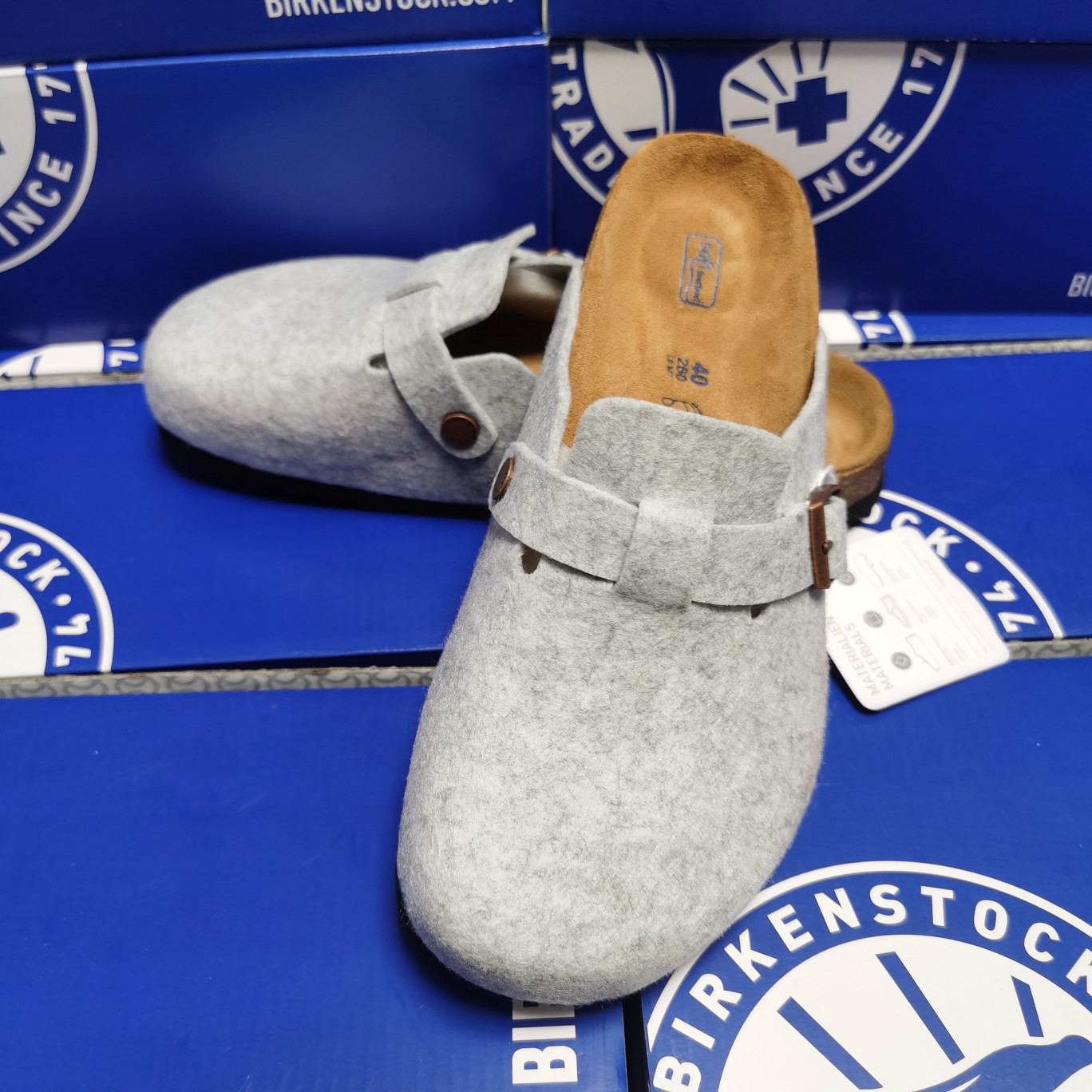 Birkenstock Light Grey Suede Clog Shoes