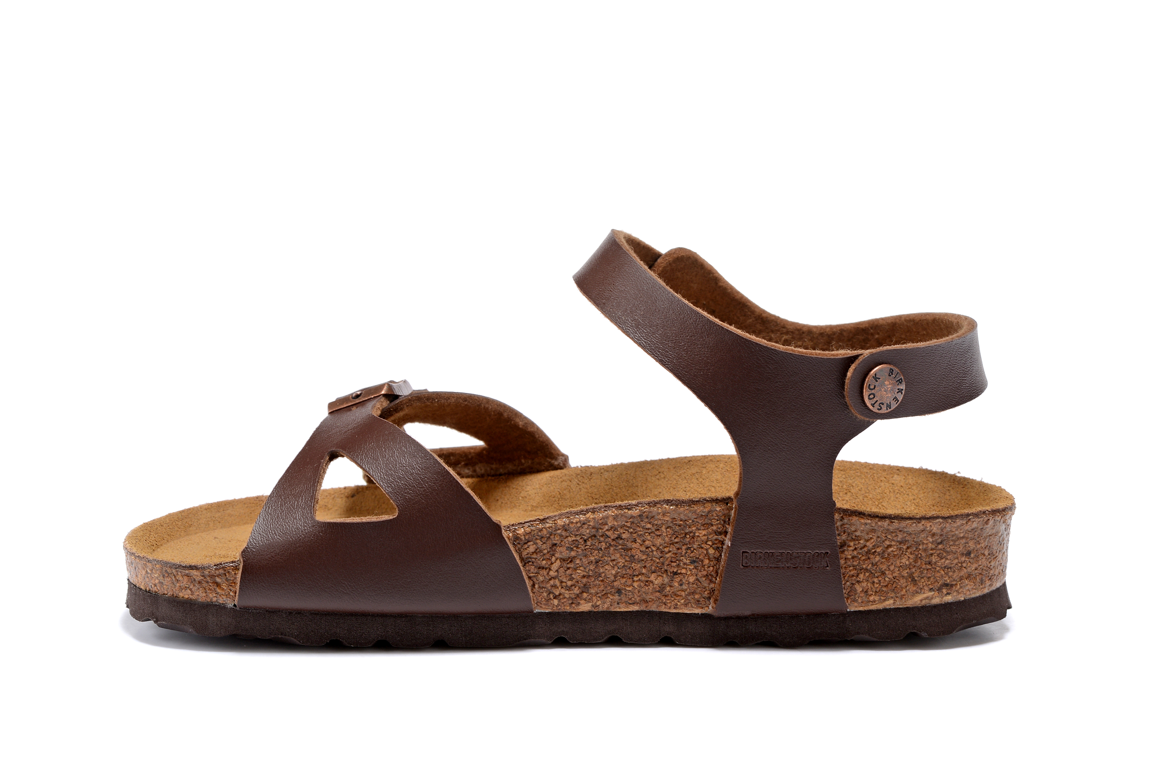 Birkenstock Brown Matte Single Buckle Slip Band Buckle Strap Sandal