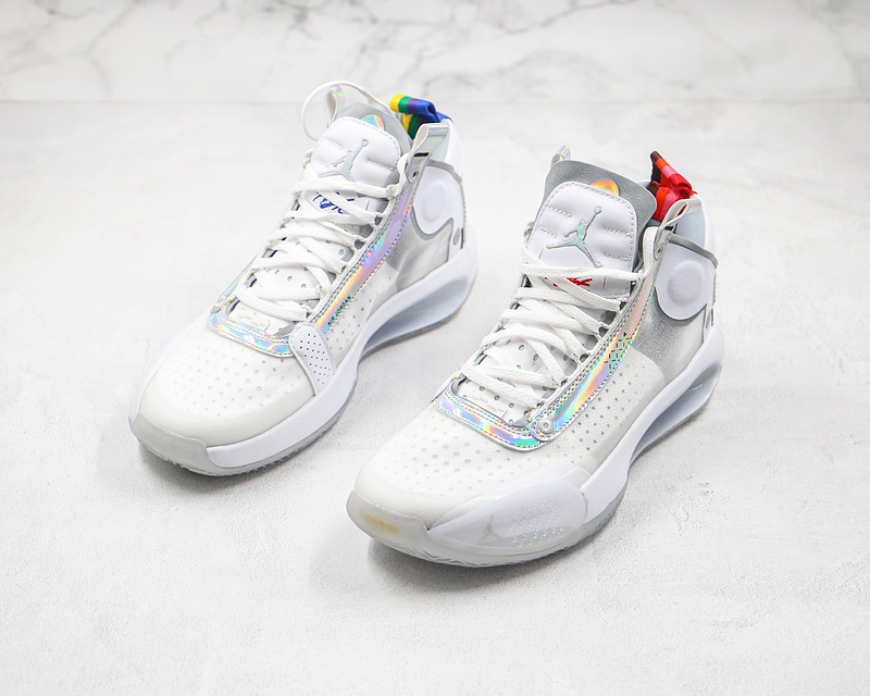 Nike Air Jordan 34 XXXIV Flight GS Unite White Metallic Sneakers