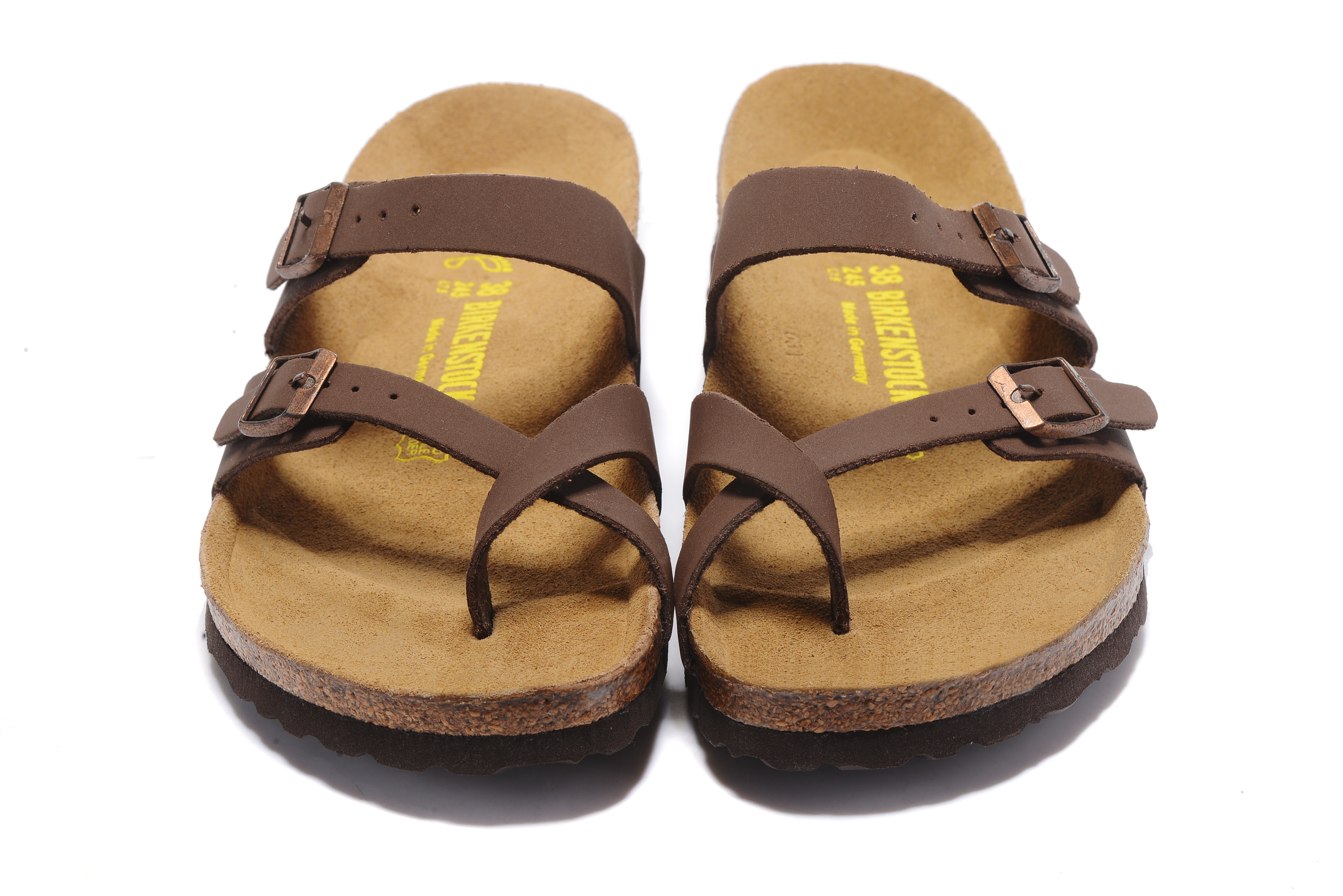 Birkenstock Brown Comfort Toe-Loop Leather Sandals