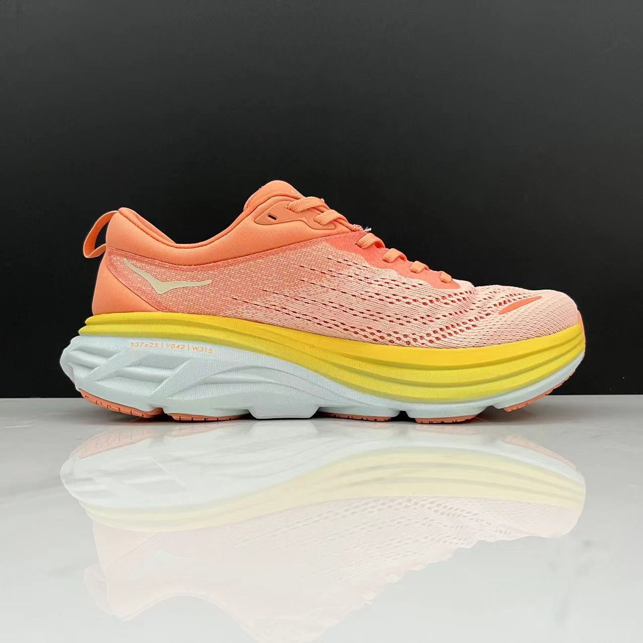 Hoka One One Bondi 8 Breathable Low-top Running Shoes Sneakers Orange/Yellow