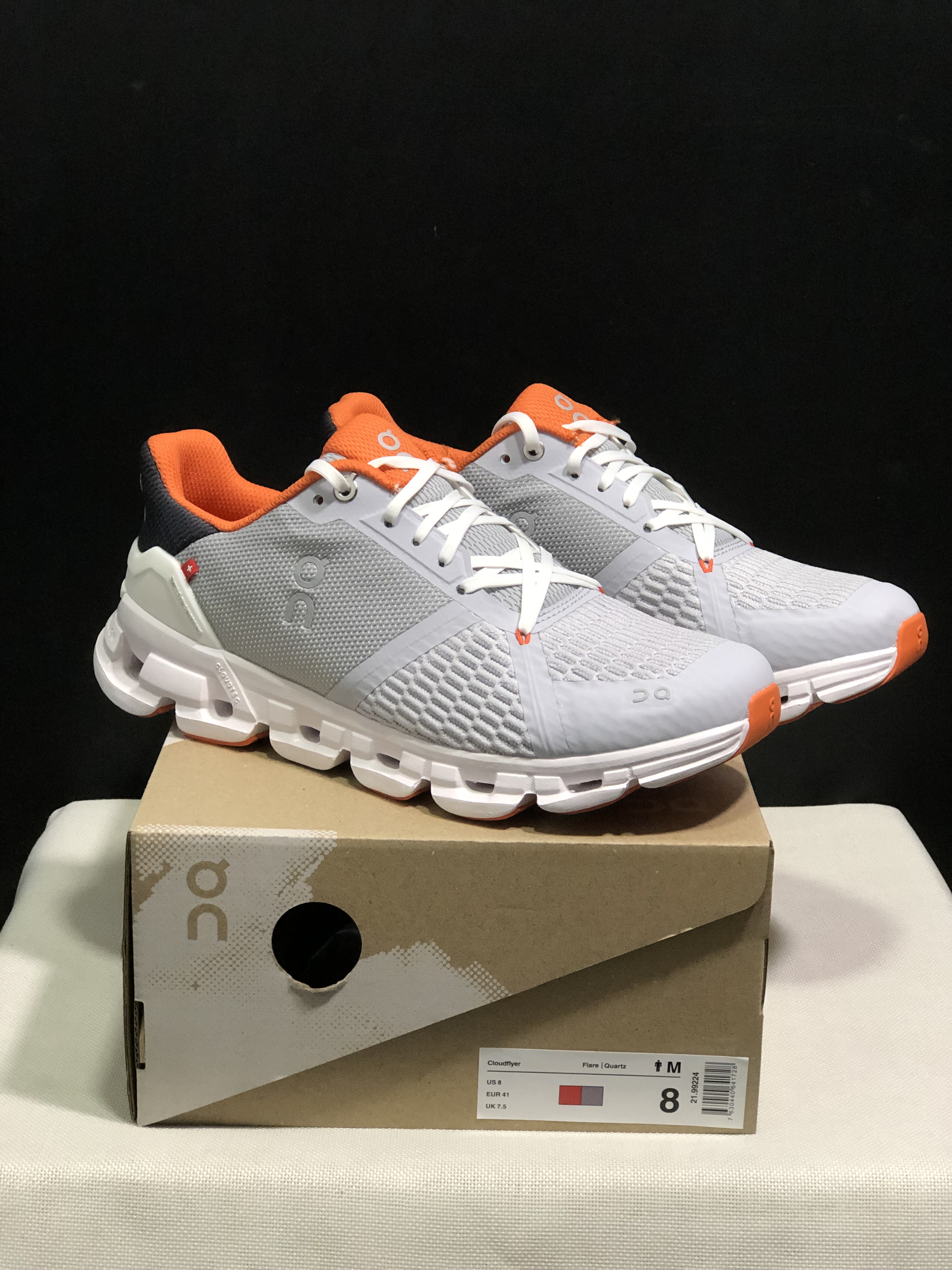 On Running Cloudflyer Shock-Absorbing Running Shoes Light Grey/Orange