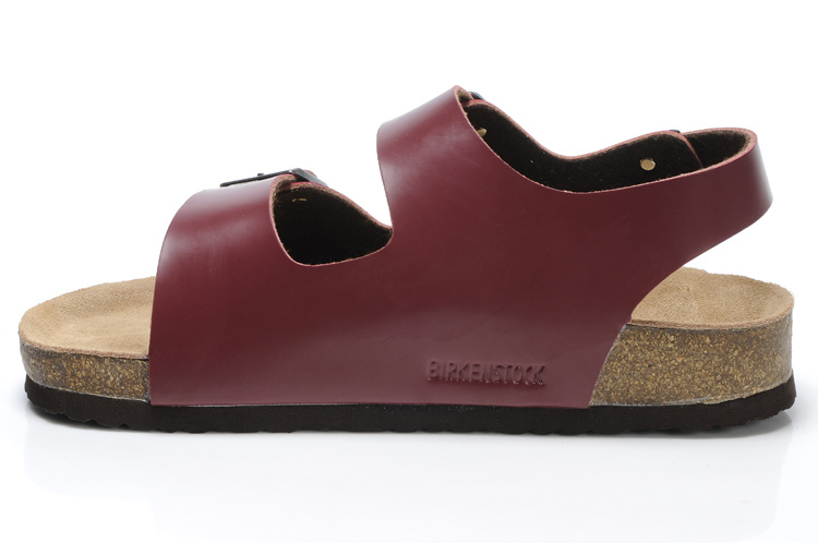 Birkenstock Two-Button Vermilion Red Matte Leather Sandals