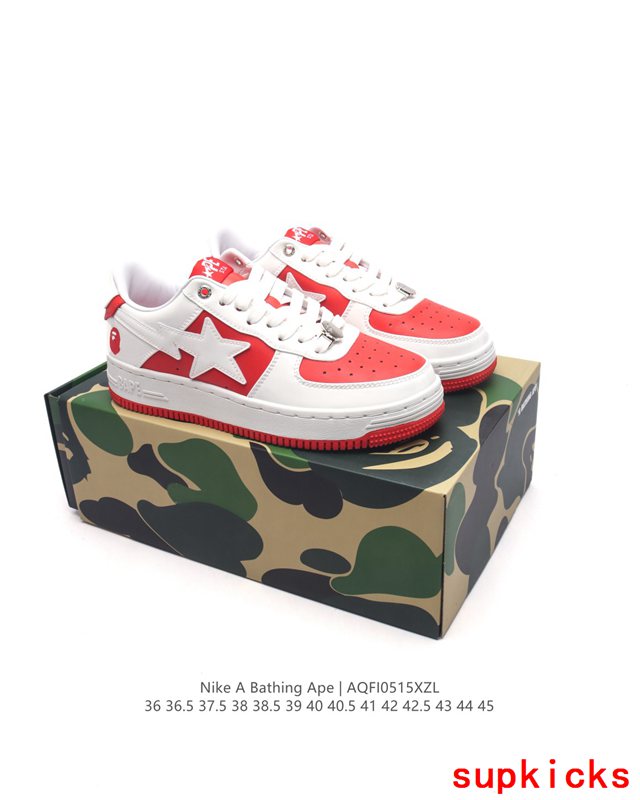 A Bathing Ape Bape Sta Low White Red