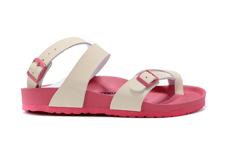 Birkenstock Single Button White Ringfinger Pink Sole Matte Leather Sandals