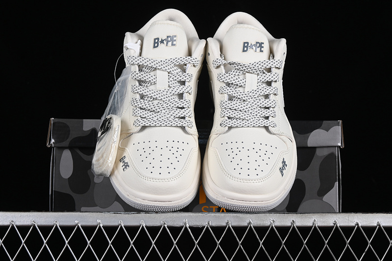 Nike Air Jordan 1 Low BAPE Grey White Sneakers