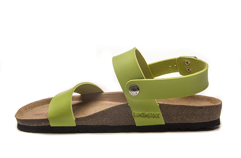 Birkenstock Light Green Casual Matte Leather Strappy Sandals
