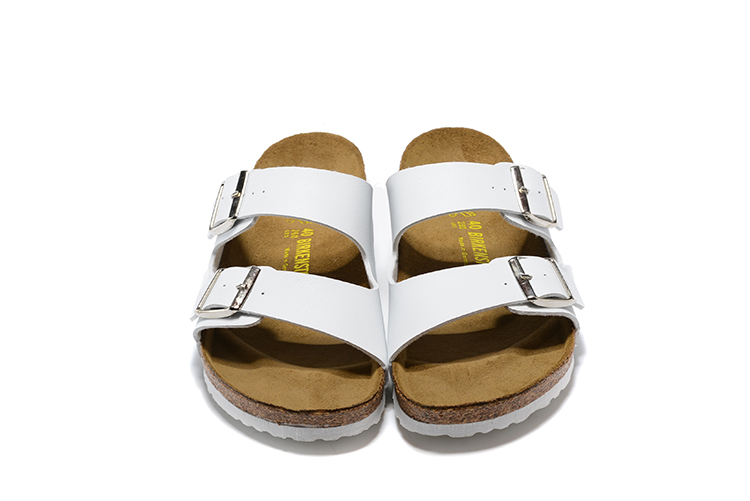Birkenstock White Double Buckle Comfort Leather Sandals