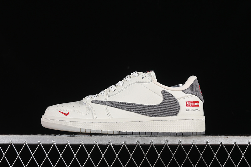 Nike Air Jordan 1 Low Supreme Travis Scott Fragment Design OG SP Grey White Sneakers