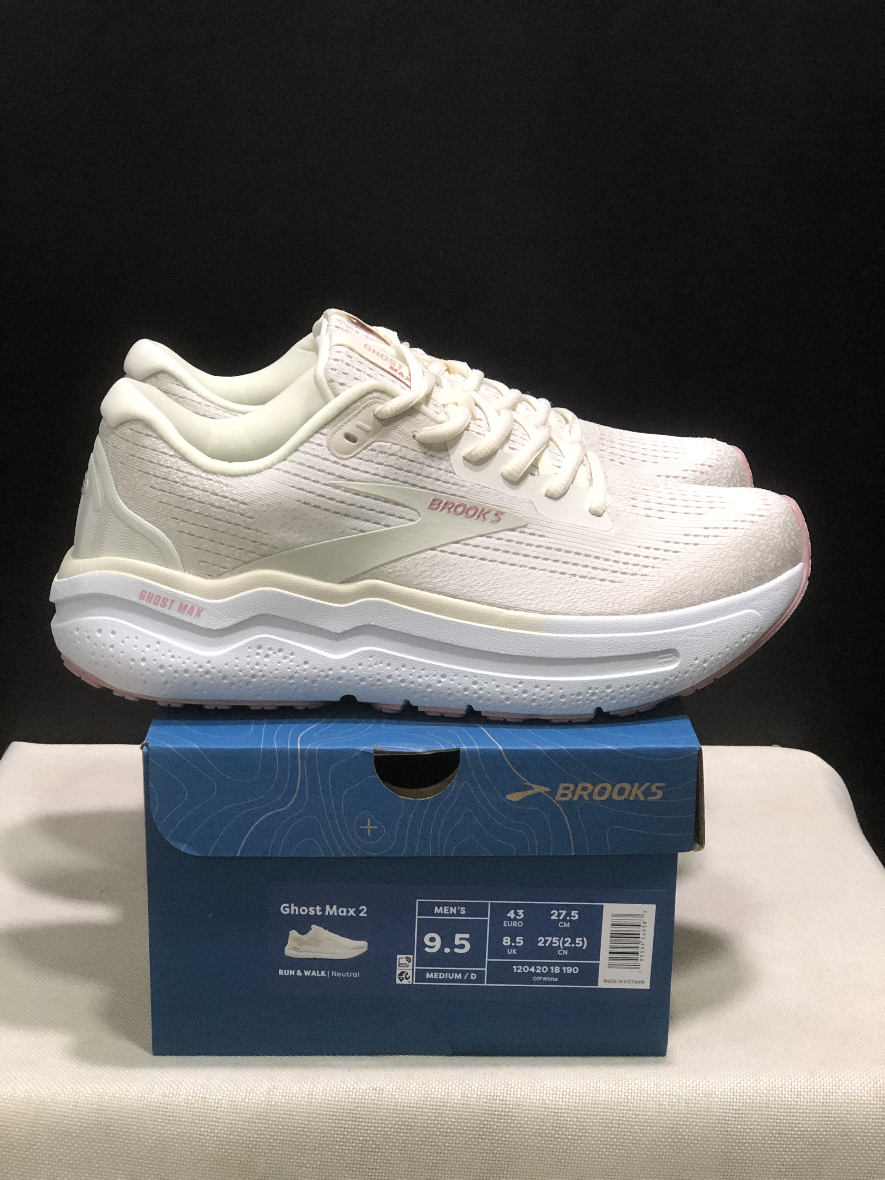 Brooks Ghost Max 2 Breathable Low-top Running Shoes Off White