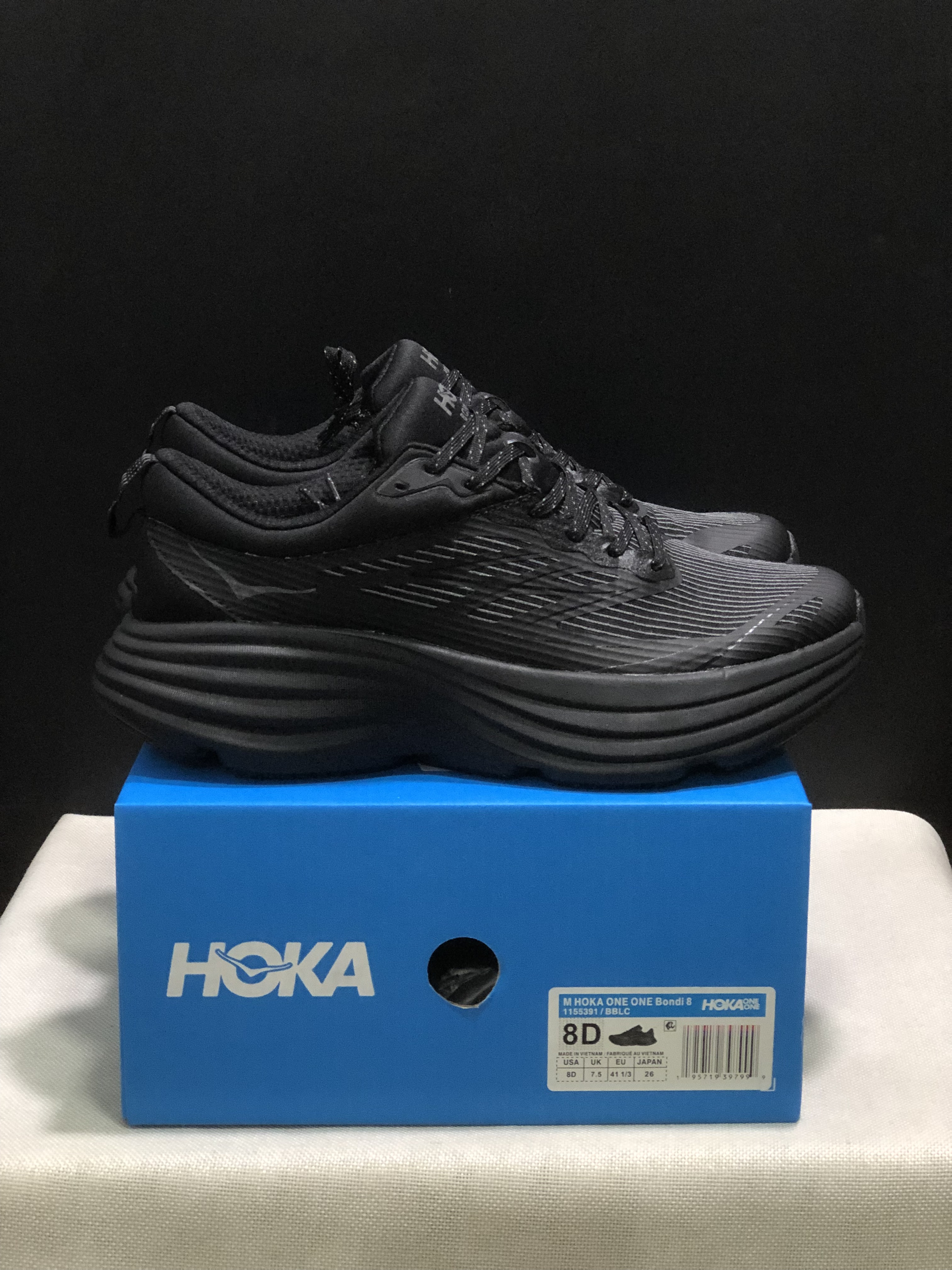 Hoka One One Bondi 8 Breathable Low-top Running Shoes Sneakers Black
