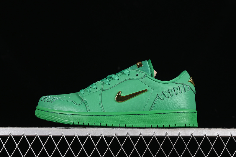 Nike Air Jordan 1 Low Method Of Make Lucky Green Metal Gold Sneakers