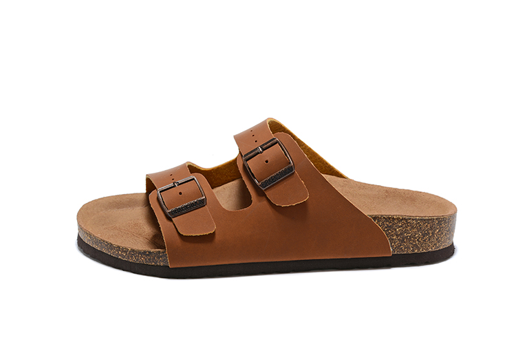Birkenstock Two-Button Dark Brown Suede Leather Slippers