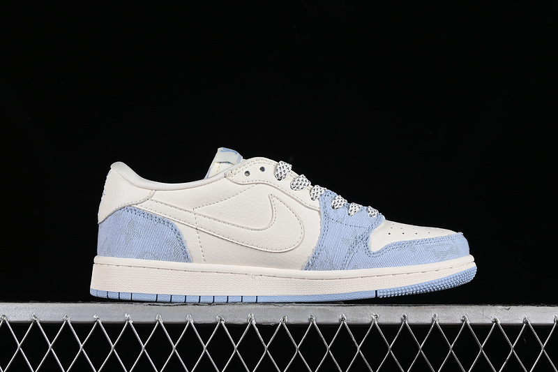Nike Air Jordan 1 Low OG SP Travis Scott Fragment Design LV White Blue Sneakers