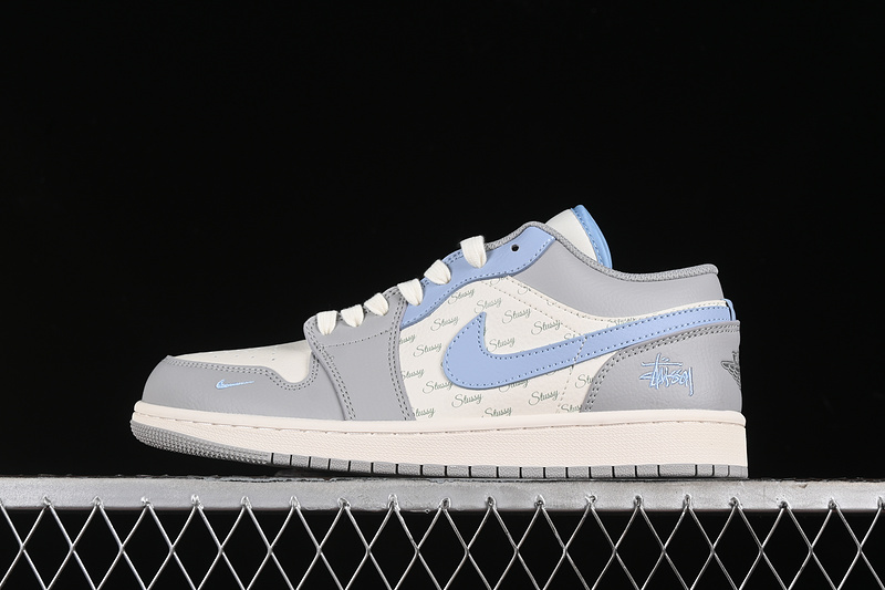 Nike Air Jordan 1 Low Grey White Blue Sneakers