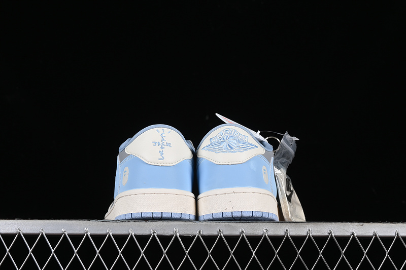 Nike Air Jordan 1 Low Travis Scott Fragment Design BAPE Grey White Blue Sneakers