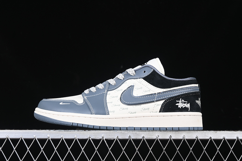 Nike Air Jordan 1 Low White Black Grey Blue Sneakers