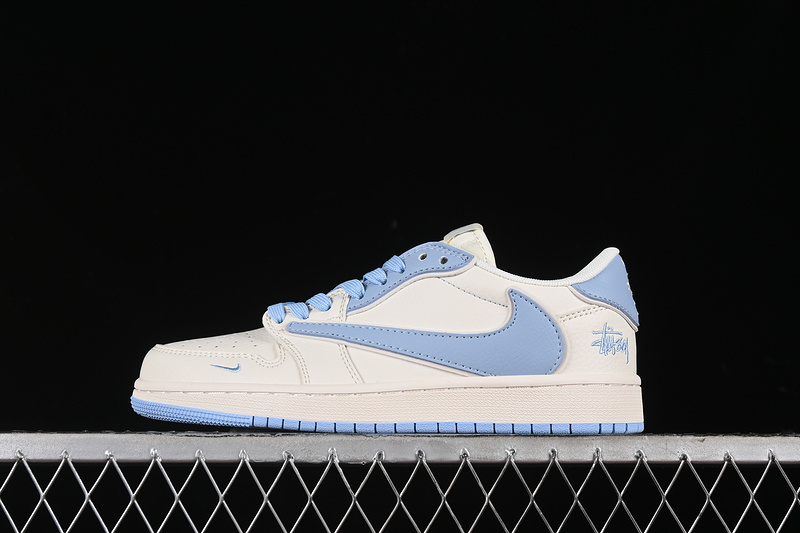 Nike Air Jordan 1 Low OG SP Off-White Travis Scott Fragment Design White Blue Sneakers