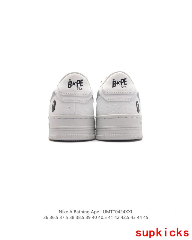 A Bathing Ape Bape Sta Sk8 White And Gray Embossed