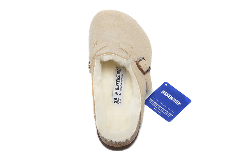 Birkenstock Cream Suede White Shearling Lining Clog Shoes