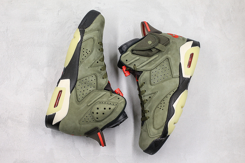 Nike Air Jordan 6 Retro Travis Scott Olive Khaki Green Sneakers