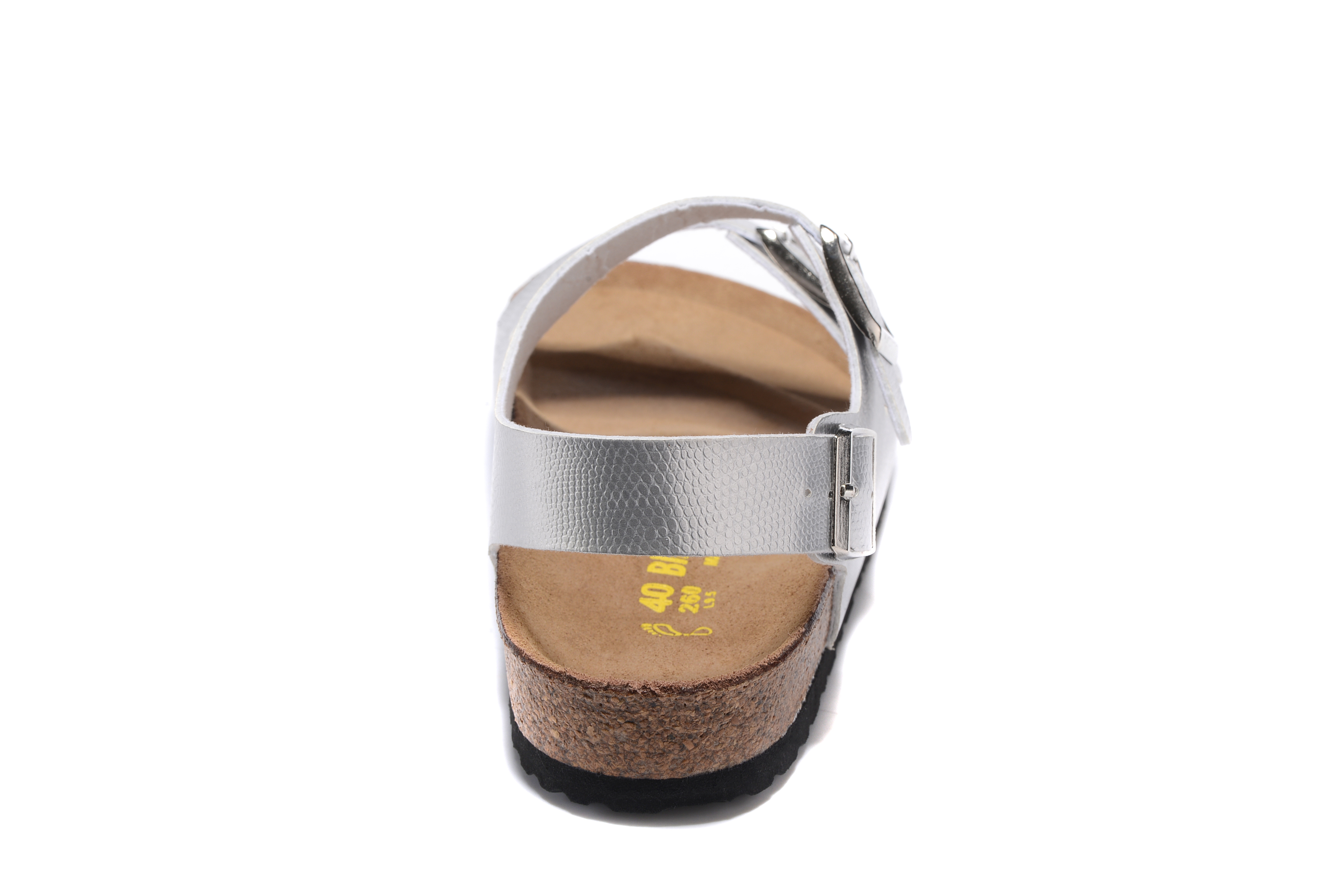 Birkenstock Silver Snakeskin Double Buckle Strap Sandal