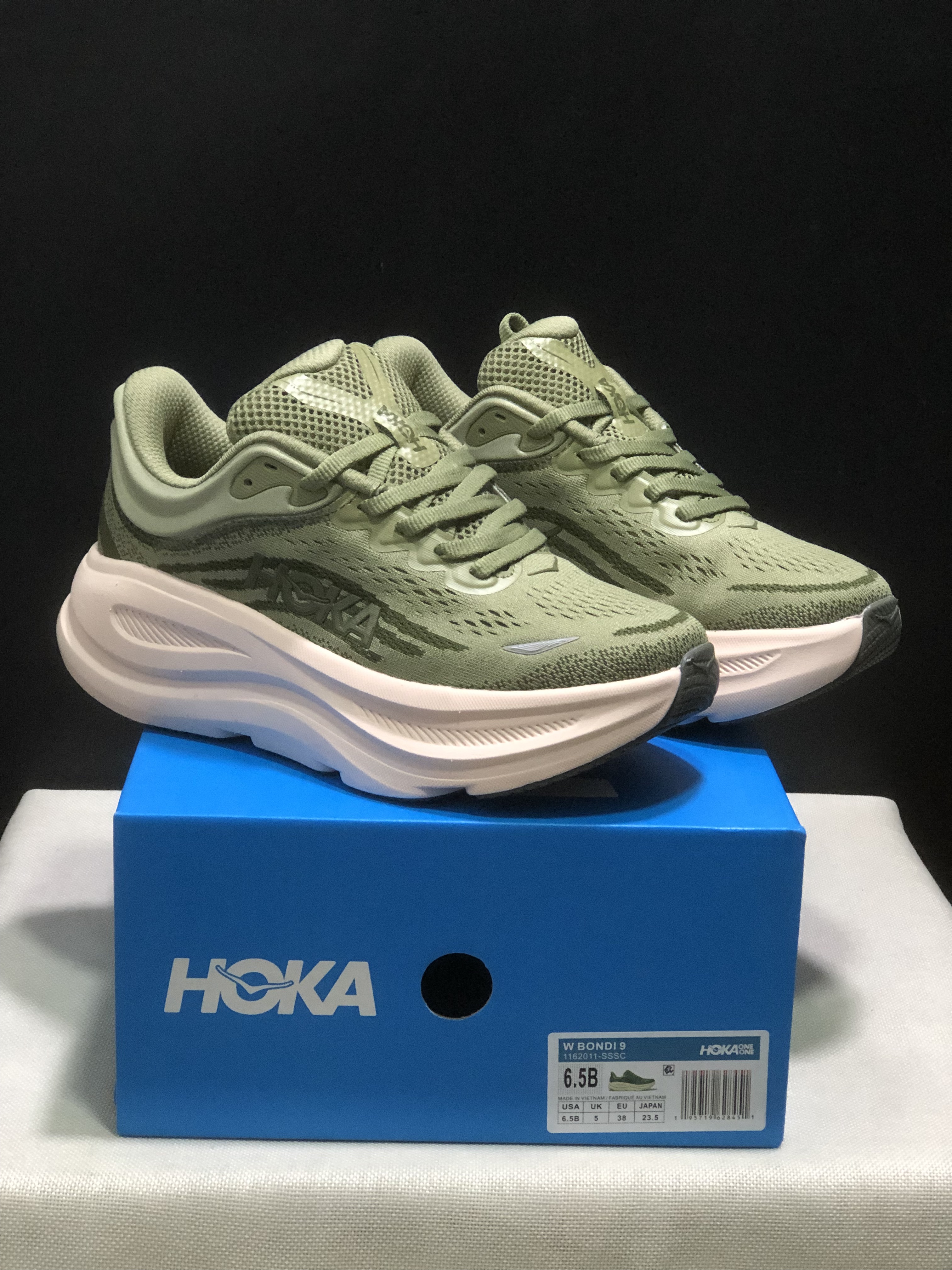 Hoka One One Bondi 9 Comfortable Low-top Running Shoes Sneakers Green