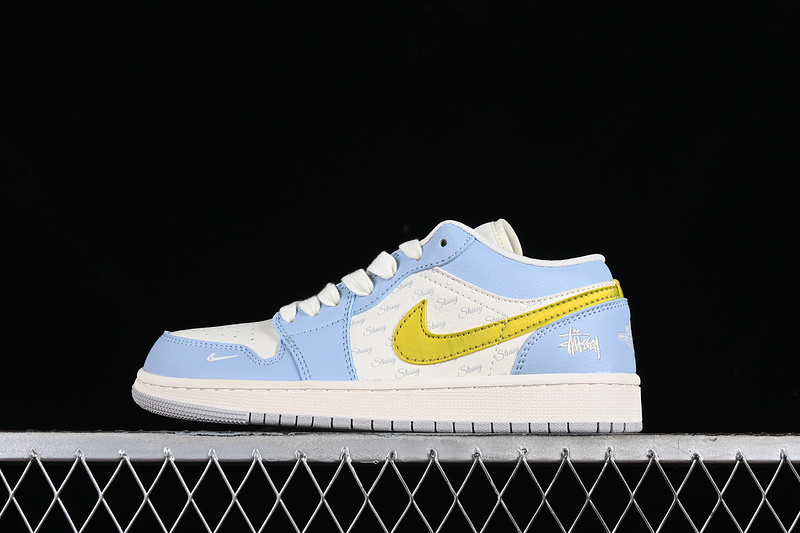 Nike Air Jordan 1 Low Yellow Label Blue White Sneakers