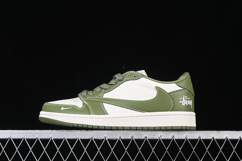 Travis Scott Fragment Design Nike Air Jordan 1 Low OG SP White Green Sneakers