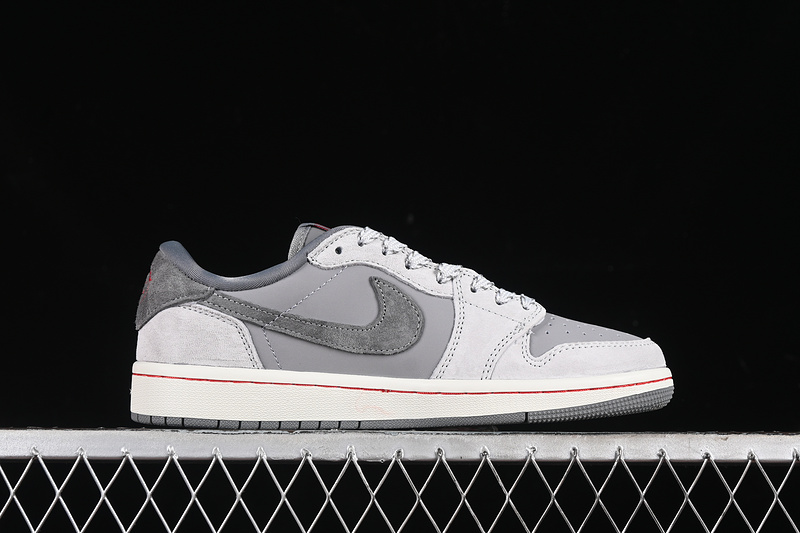 Travis Scott Fragment Design Nike Air Jordan 1 Low Supreme OG SP Grey White Sneakers