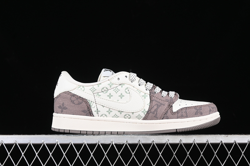 Nike Air Jordan 1 Low Travis Scott Fragment Design LV White Grey Brown Sneakers