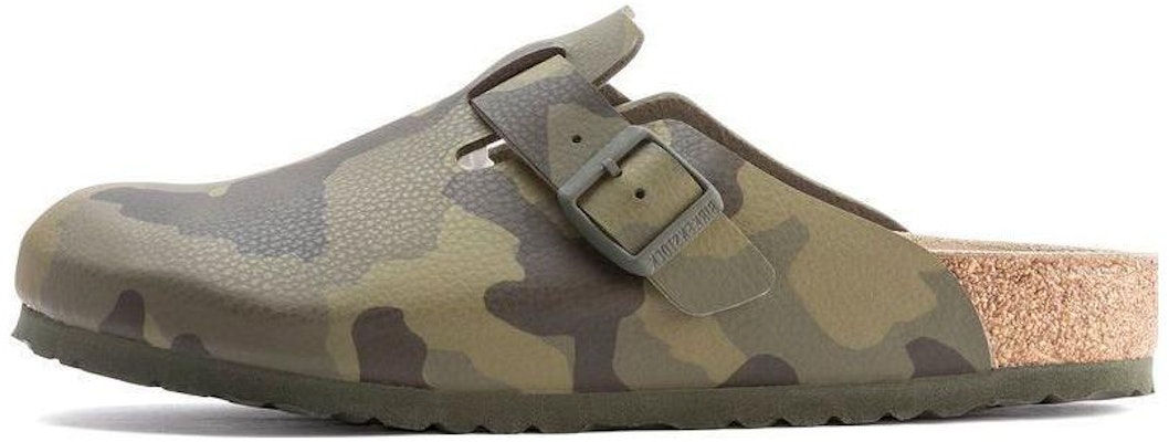 Birkenstock PU Camouflage Green Buckle Toe Cap 1023272 Fashion Slippers