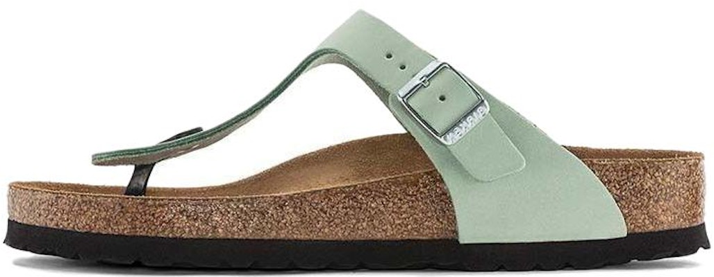 Birkenstock Gizeh Matcha Green Soft Footbed Nubuk Leather 1024062 Fashion Slippers