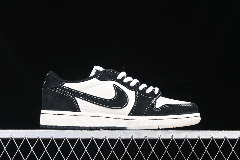 Travis Scott Fragment Design Nike Air Jordan 1 Low Gloomy Bear OG SP Black White Sneakers