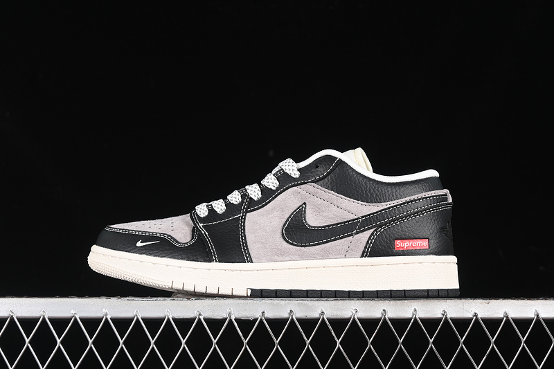 Nike Air Jordan 1 Low Supreme Black Grey Sneakers