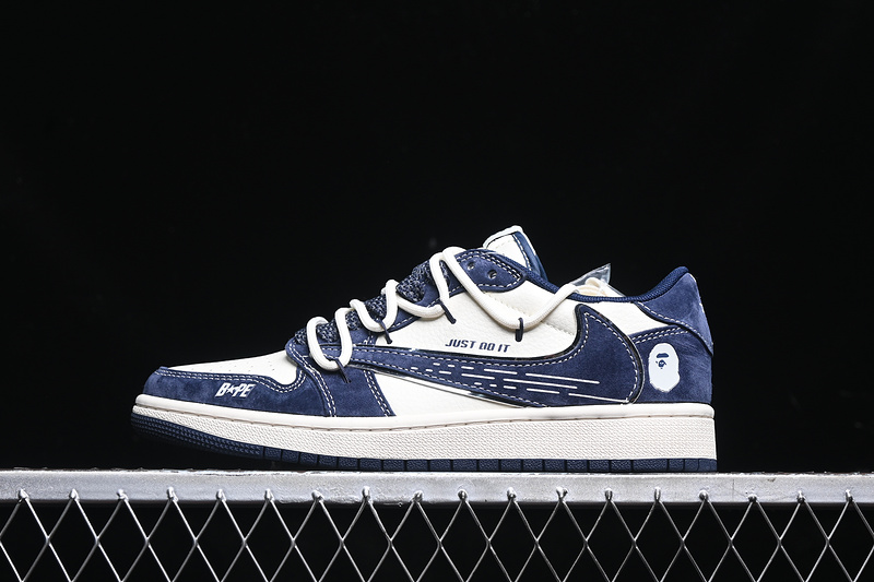 Travis Scott Fragment Design Nike Air Jordan 1 Low OG SP White Navy Sneakers