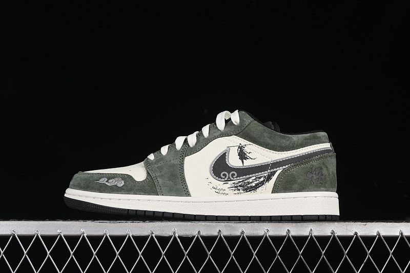 Nike Air Jordan 1 Low Black Myth Game White Green Sneakers