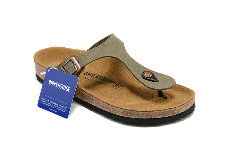 Birkenstock Grayish Green Scrub Casual Leather Flip Flops