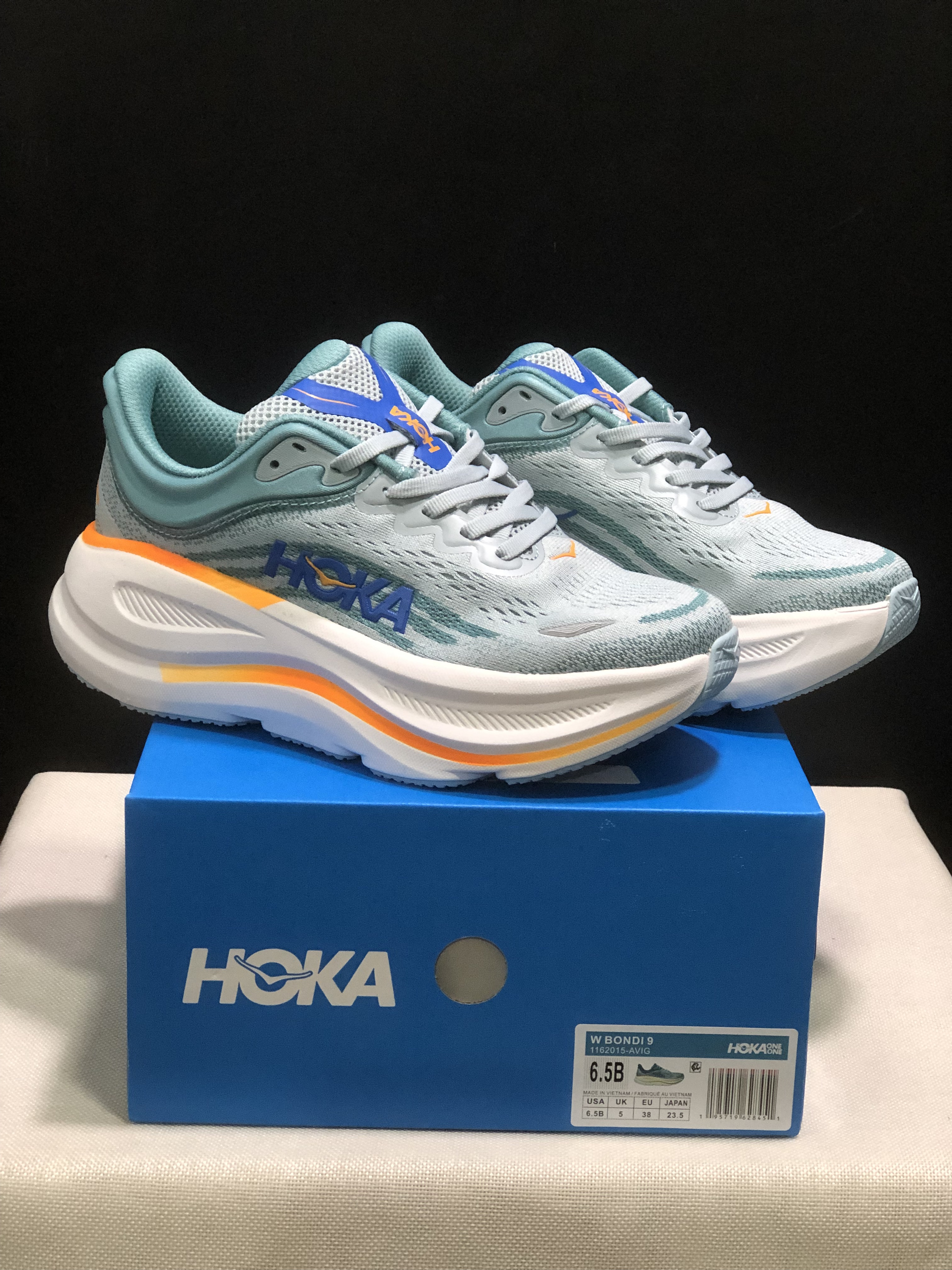 Hoka One One Bondi 9 Comfortable Low-top Running Shoes Sneakers Blue Gray