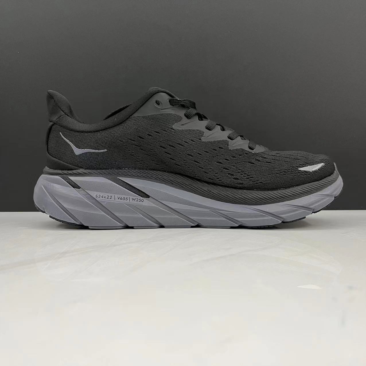 Hoka One One Clifton 8 Fashion Shoes Shock-absorbing Sneakers Black