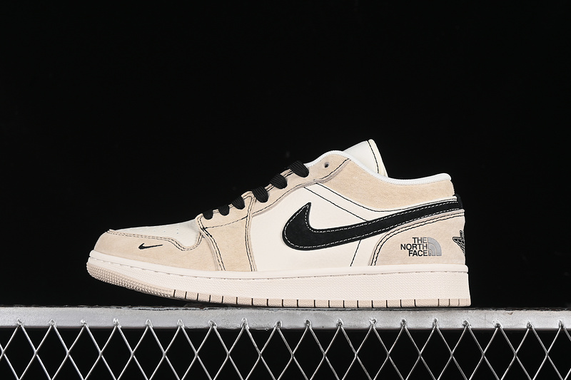 Nike Air Jordan 1 Low Black White Khaki Sneakers