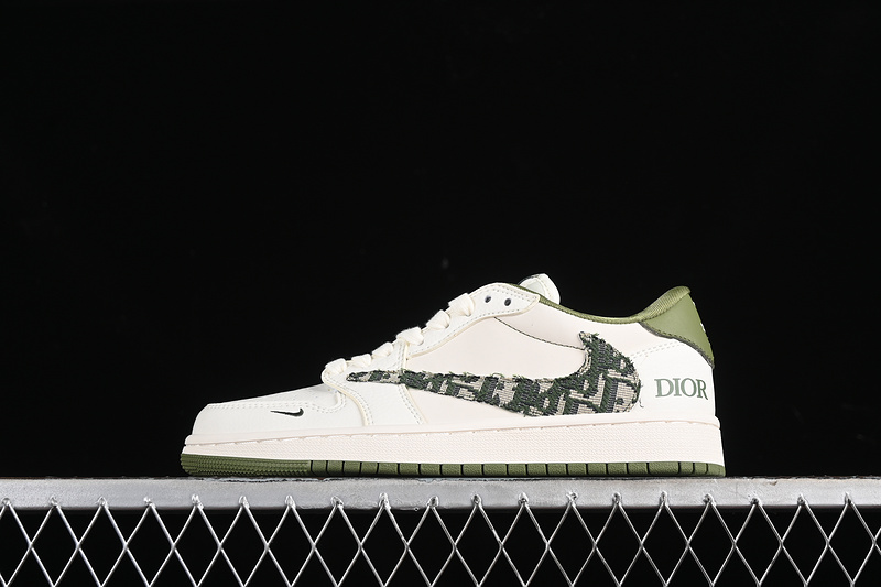 Nike Air Jordan 1 Low DIOR Off-White Travis Scott  Fragment Design White Grass Green Sneakers