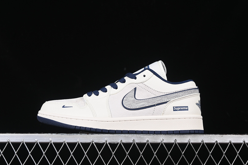 Nike Air Jordan 1 Low Supreme Blue Sole White Sneakers