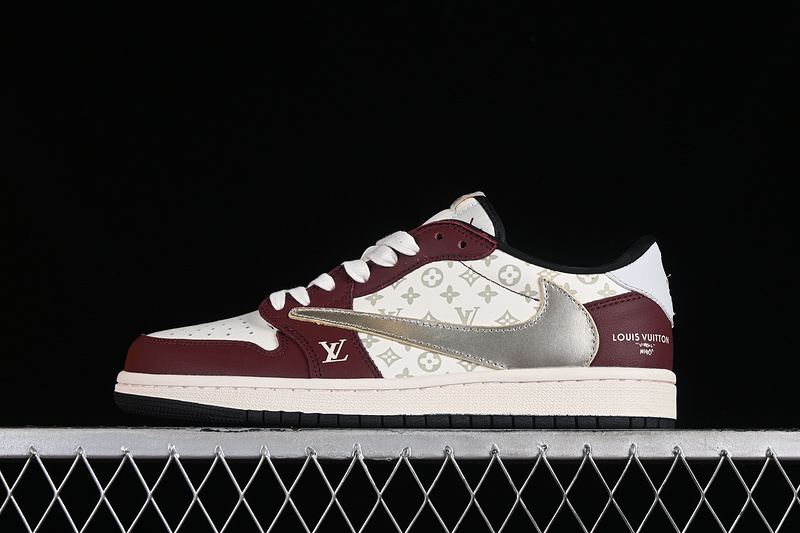 Nike Air Jordan 1 Low LV Travis Scott Fragment Design OG SP White Red Silver Sneakers