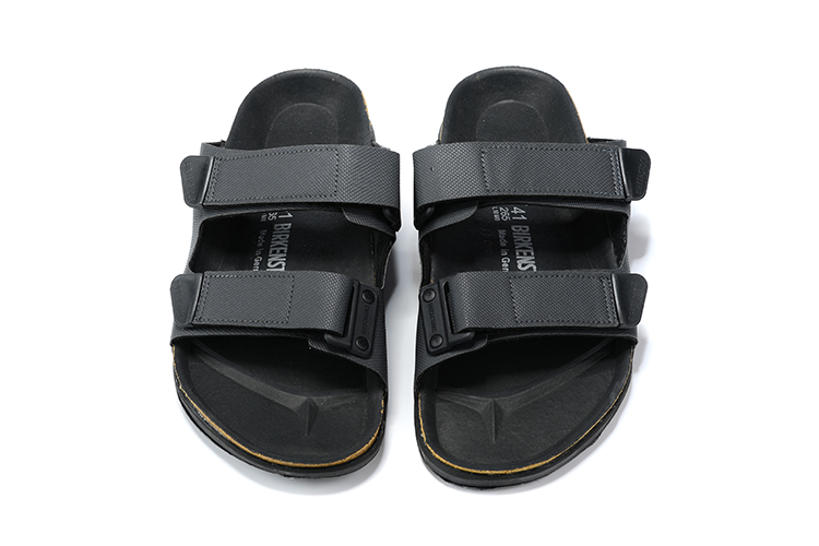 Birkenstock Black Velcro Matte Leather Slippers