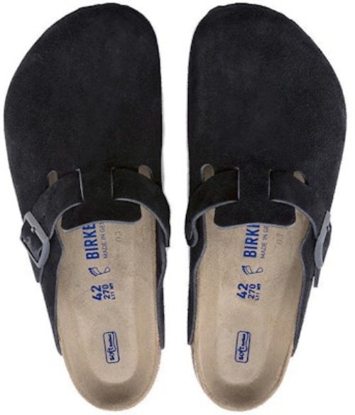 Birkenstock Boston 1023910 Suede Soft Footbed Midnight Black Leather Sandals
