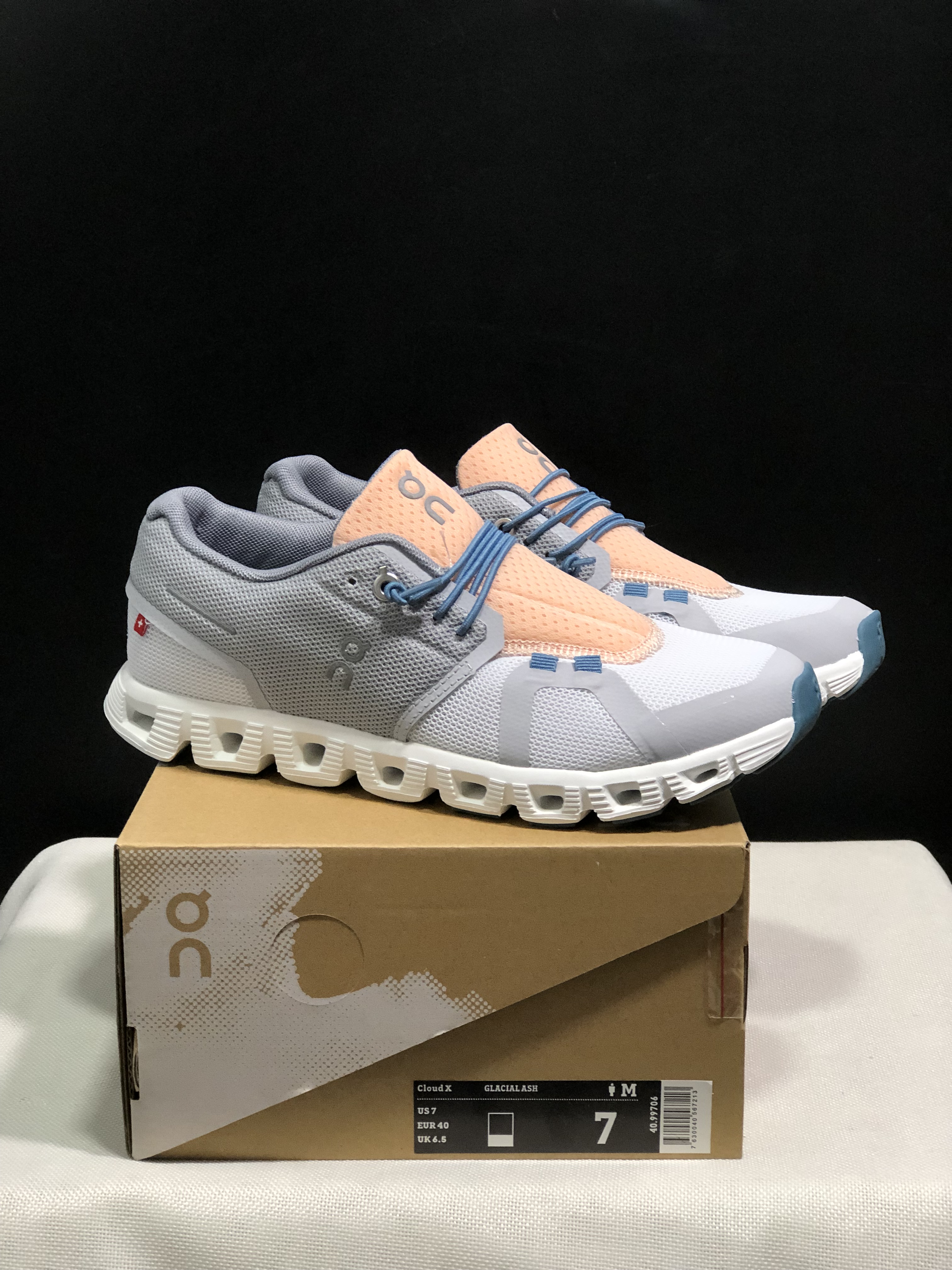 On Running Cloud 5 Lightweight Running Shoes Clacial Grey/Light Orange