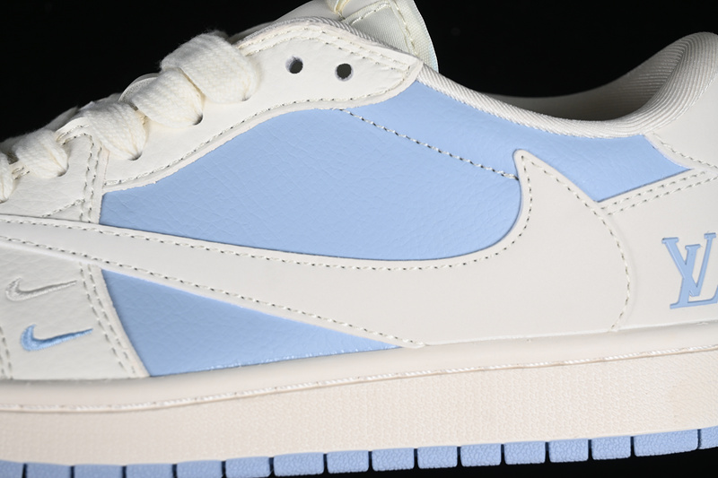 Nike Air Jordan 1 Low Travis Scott Fragment Design Louis Vuitton White Blue Sneakers