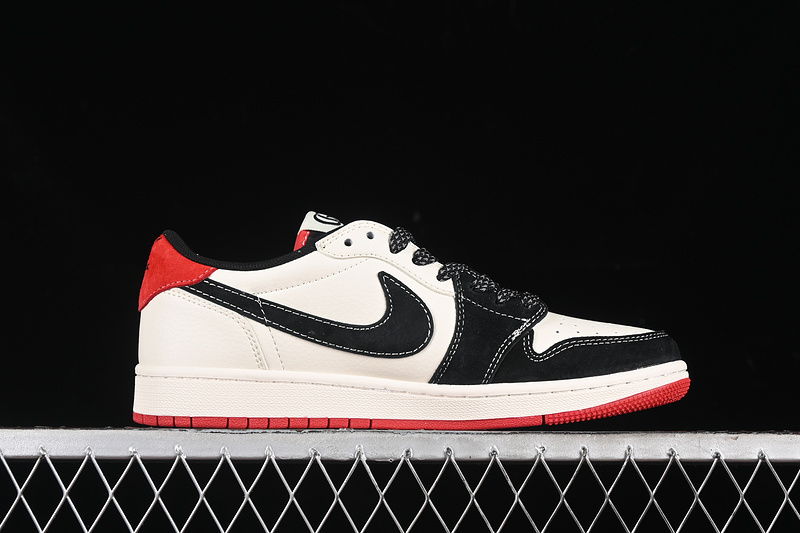 Nike Air Jordan 1 Low Gucci Travis Scott Fragment Design OG SP Red Sole Black White Sneakers